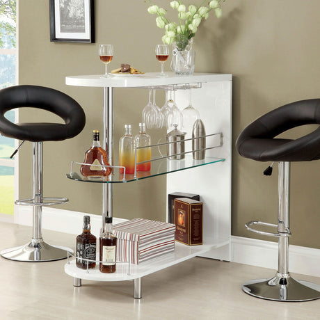 Numbi Off-White/Chrome Mini Server from Furniture of America - Luna Furniture