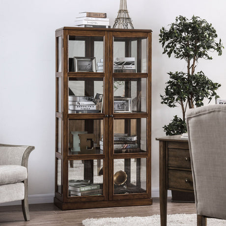 Vilas Oak Curio Cabinet from Furniture of America - Luna Furniture