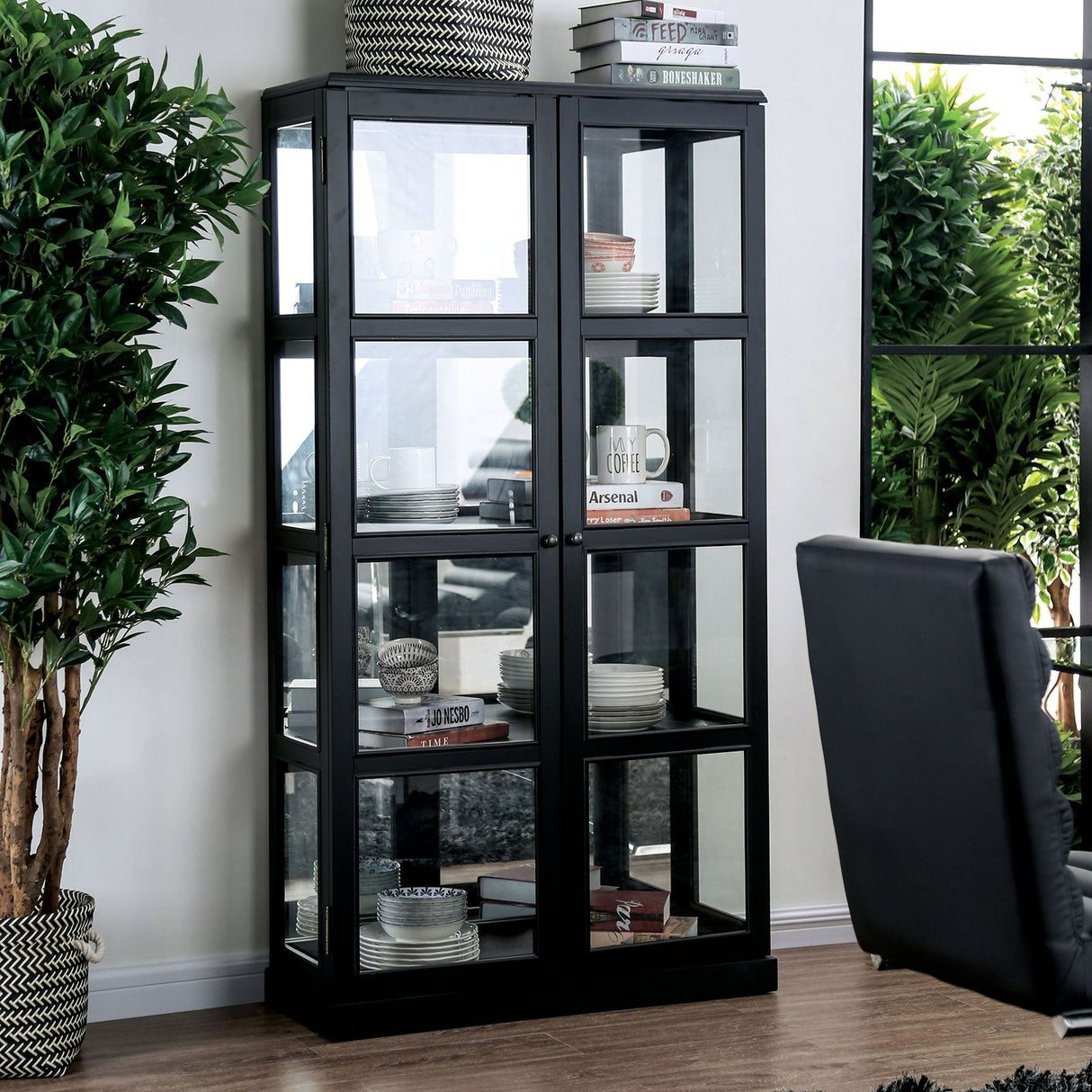 Vilas Black Curio Cabinet from Furniture of America - Luna Furniture