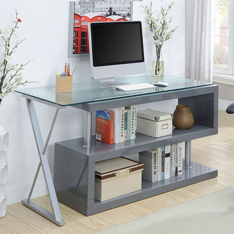 Bronwen Gray Computer Desk from Furniture of America - Luna Furniture