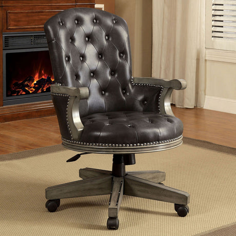 Yelena Gray/Black Arm Chair from Furniture of America - Luna Furniture