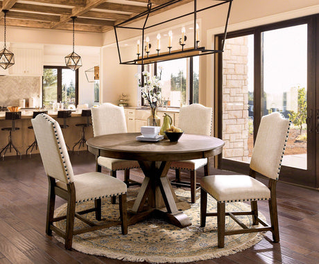 Julia Light Oak/Beige Round Dining Table from Furniture of America - Luna Furniture