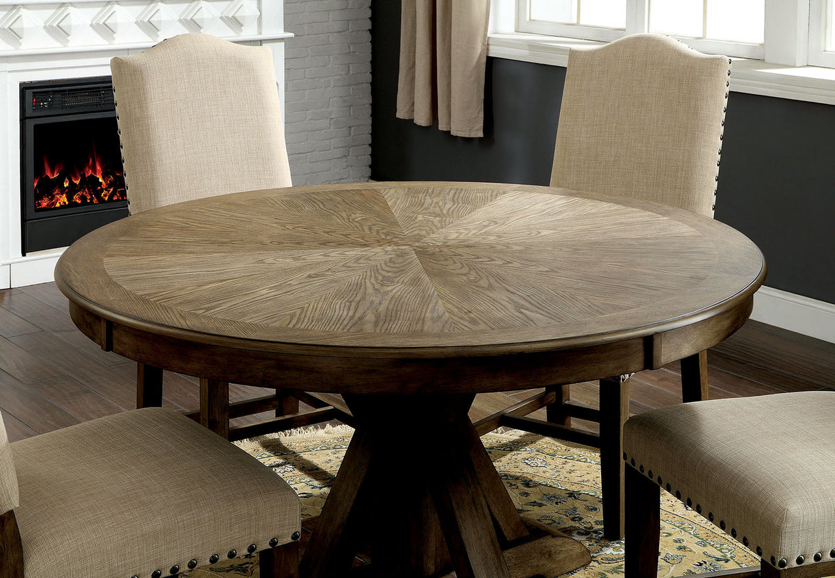 Julia Light Oak/Beige Round Dining Table from Furniture of America - Luna Furniture