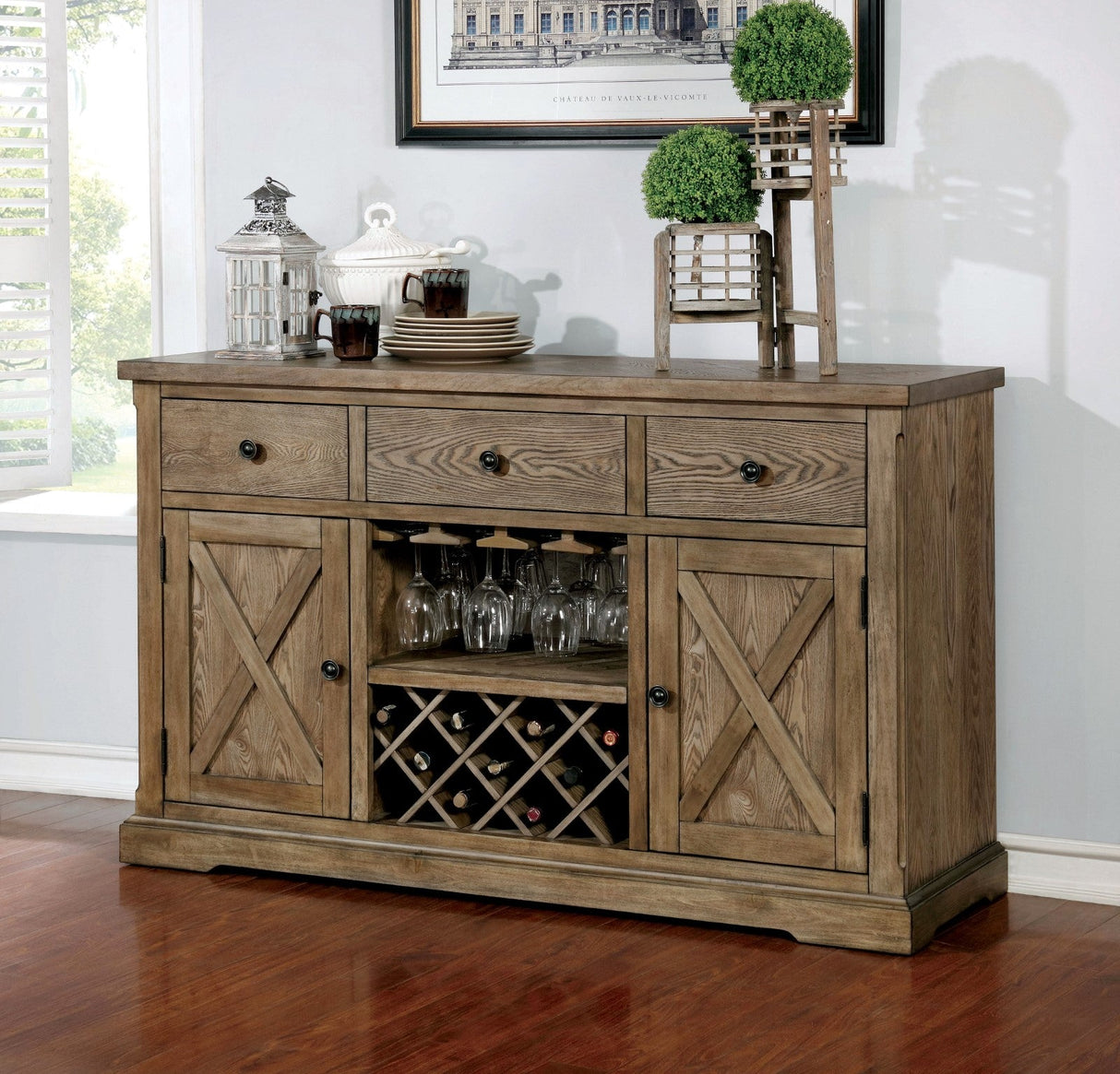 Julia Light Oak Server from Furniture of America - Luna Furniture