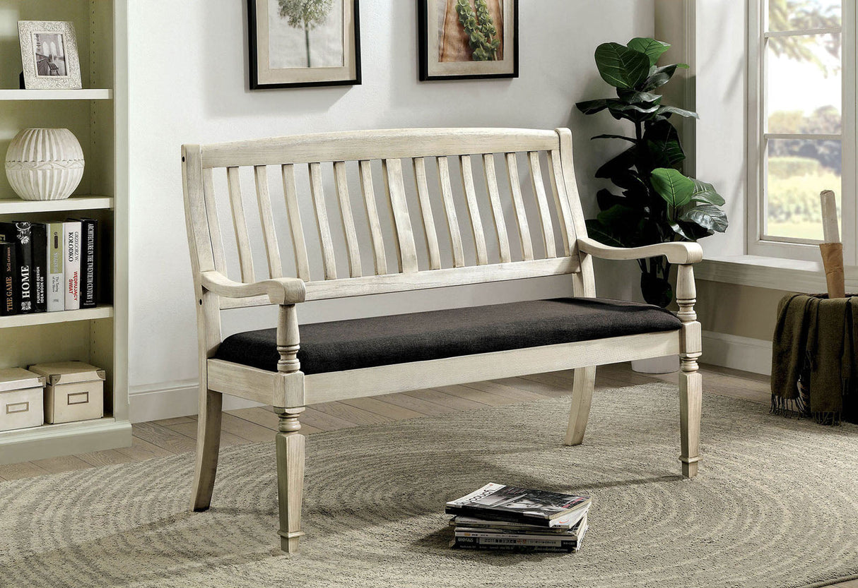 Georgia Antique White/Gray Loveseat Bench from Furniture of America - Luna Furniture