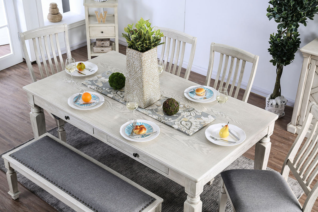 Georgia Antique White/Gray Dining Table from Furniture of America - Luna Furniture