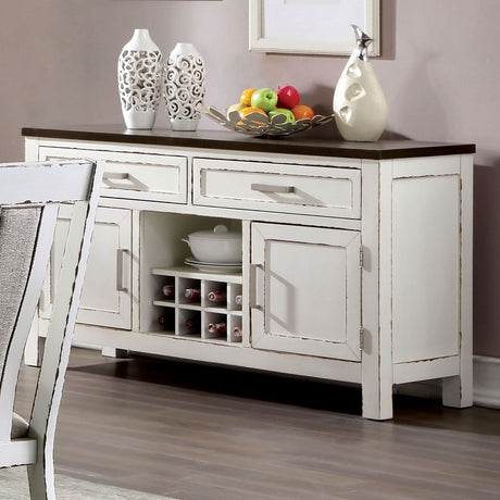 Halsey Weathered White/Dark Walnut Server from Furniture of America - Luna Furniture