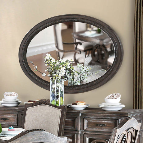 Arcadia Rustic Natural Tone Oval Mirror from Furniture of America - Luna Furniture