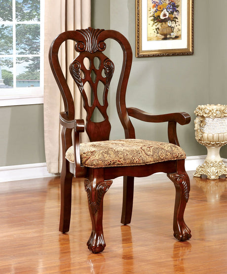 Elana Brown Cherry/Brown Arm Chair from Furniture of America - Luna Furniture