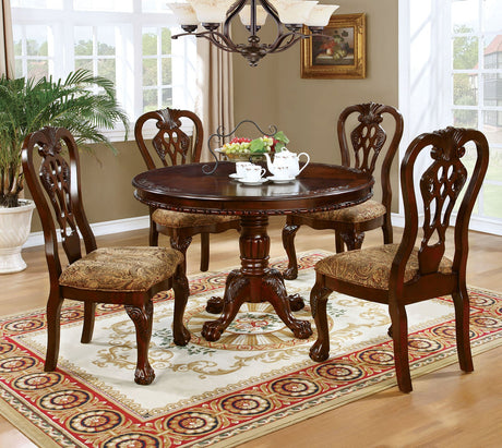 Elana Brown Cherry Round Dining Table from Furniture of America - Luna Furniture