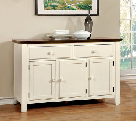 Harrisburg Vintage White/Dark Oak Server from Furniture of America - Luna Furniture