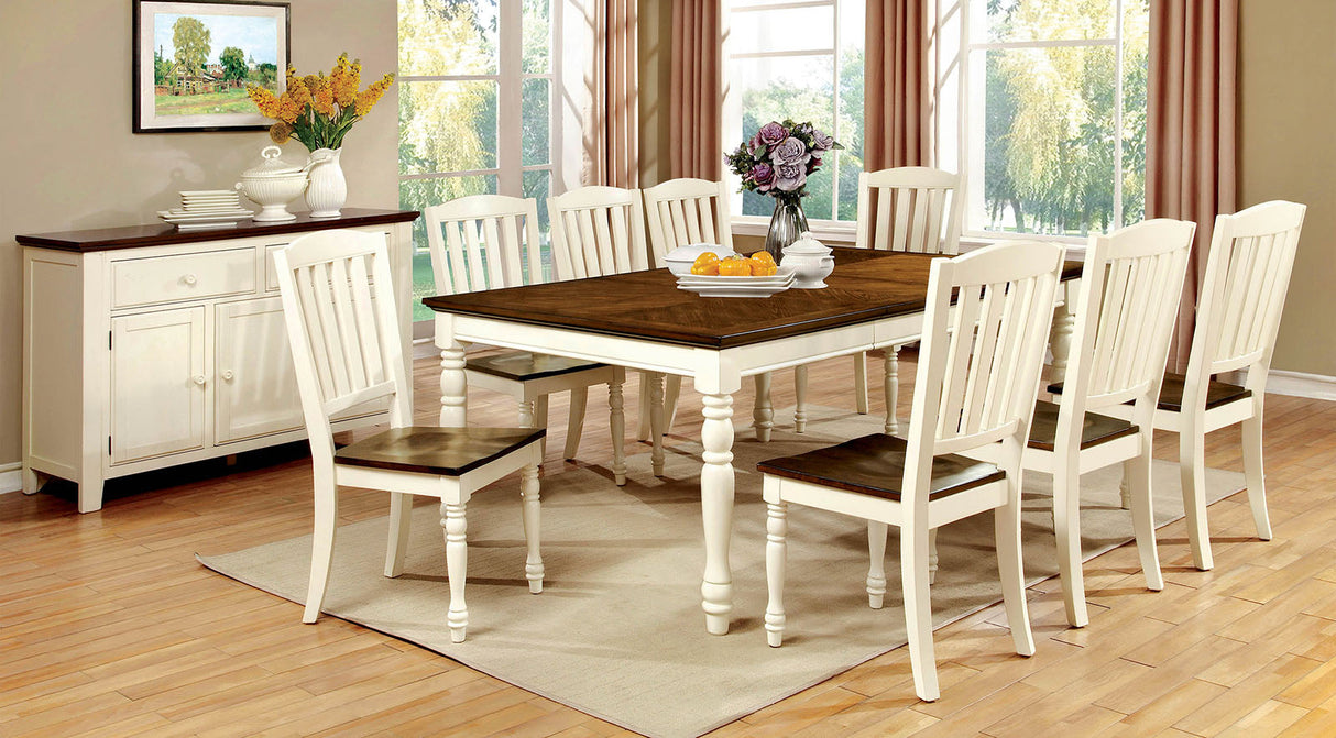 Harrisburg Vintage White/Dark Oak Dining Table from Furniture of America - Luna Furniture