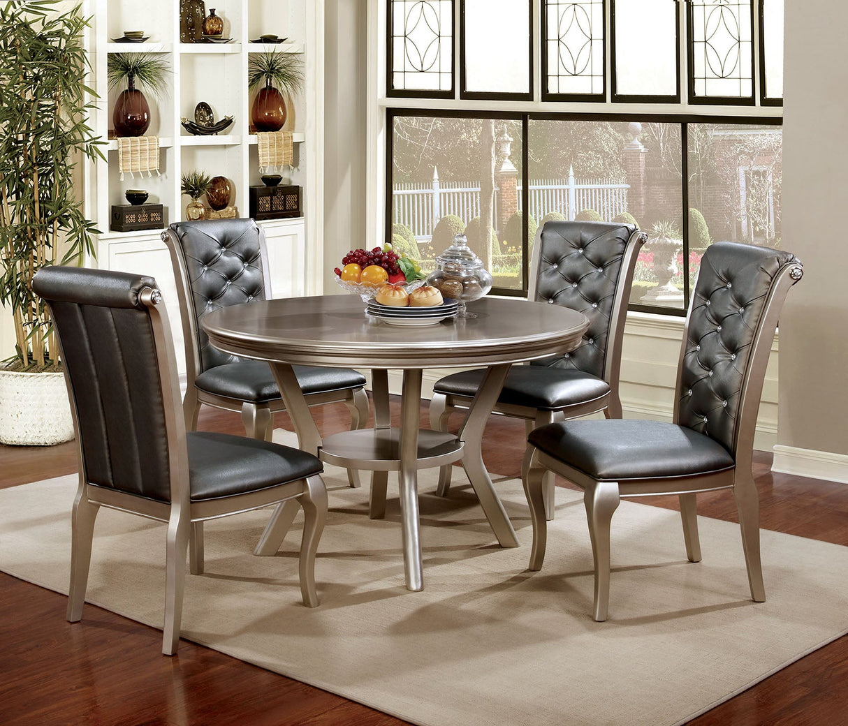 Amina Champagne Round Dining Table from Furniture of America - Luna Furniture