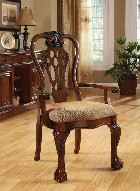 George Town Cherry/Beige Arm Chair from Furniture of America - Luna Furniture