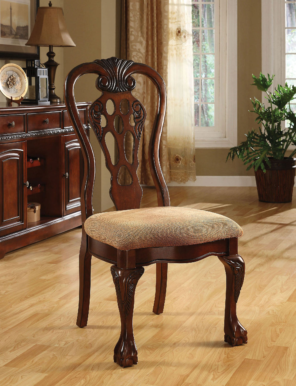 George Town Cherry/Beige Side Chair from Furniture of America - Luna Furniture