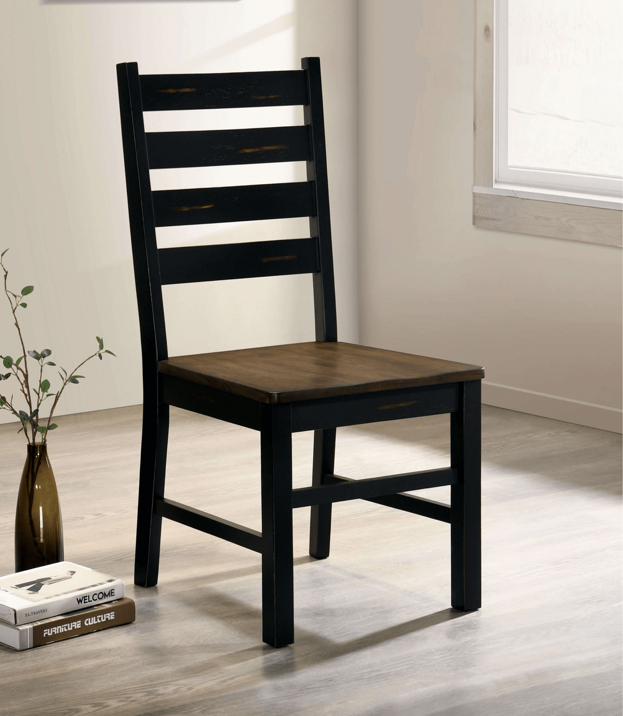 Barbary Black/Dark Oak Side Chair from Furniture of America - Luna Furniture