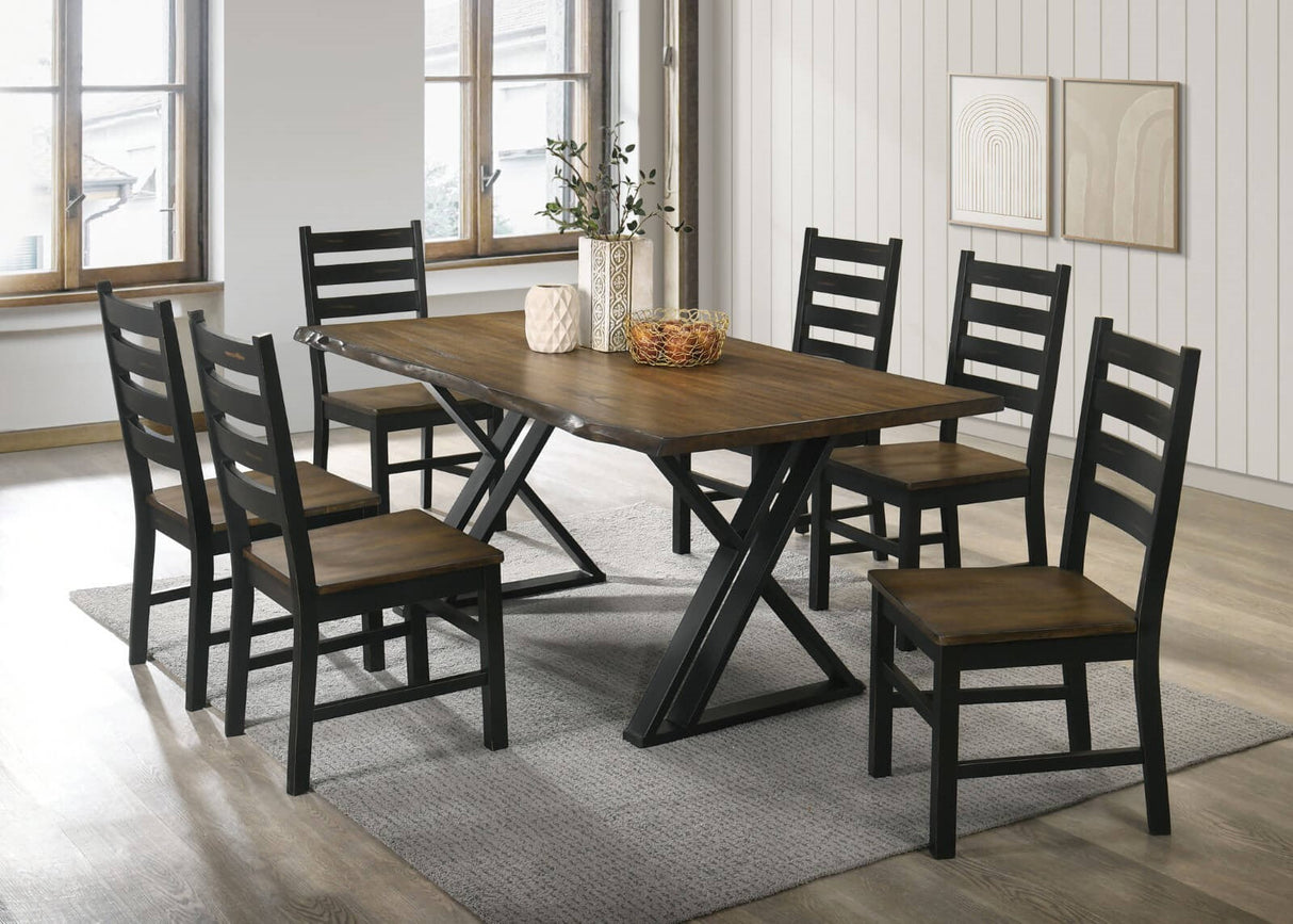 Barbary Black/Dark Oak Dining Table from Furniture of America - Luna Furniture