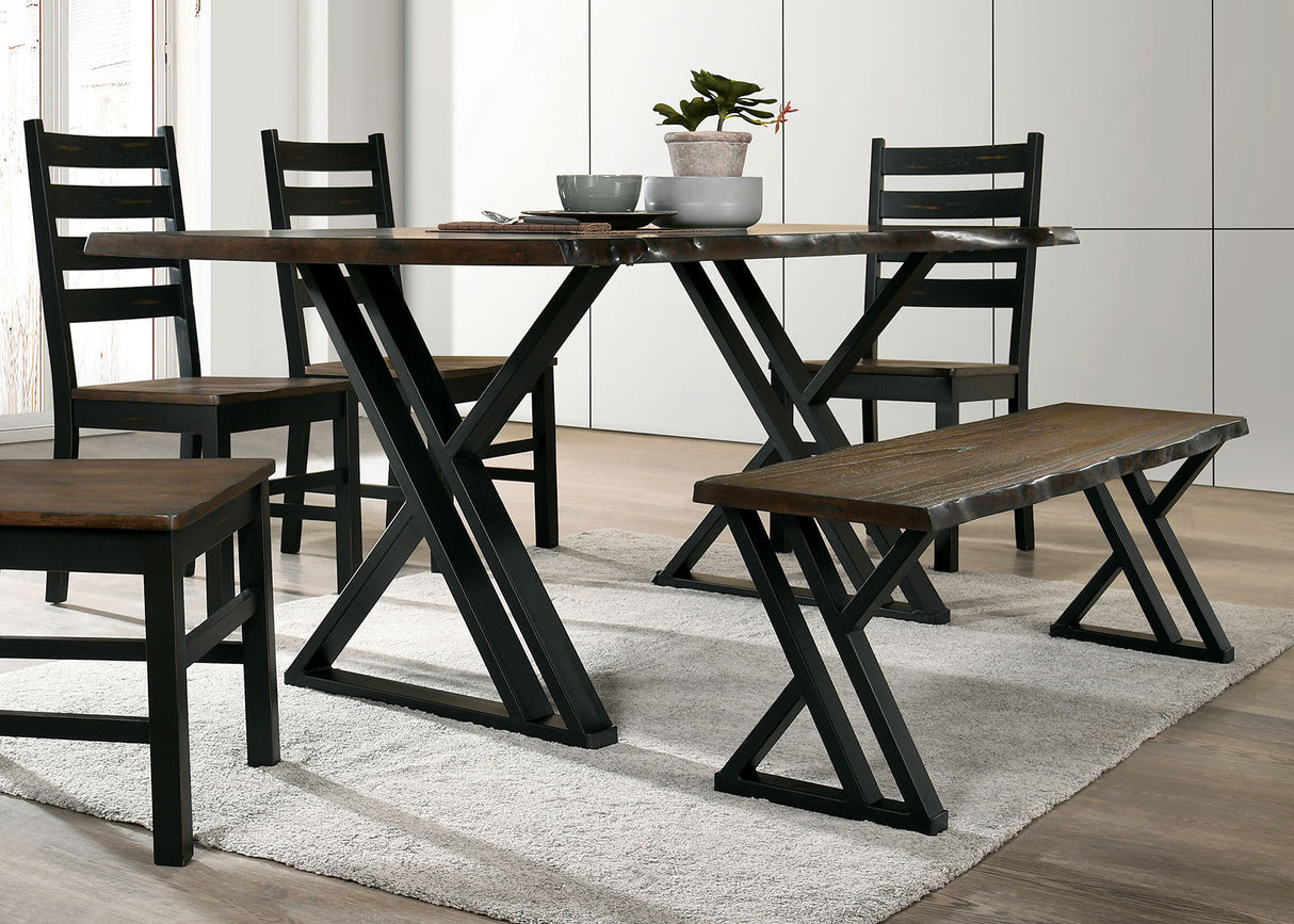 Barbary Black/Dark Oak Dining Table from Furniture of America - Luna Furniture