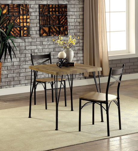 Banbury Dark Bronze/Natural 3 PC. Dining Table Set from Furniture of America - Luna Furniture