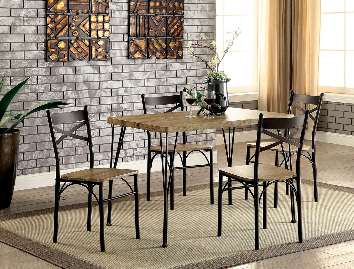 Banbury Dark Bronze/Natural 5 PC. Dining Table Set from Furniture of America - Luna Furniture