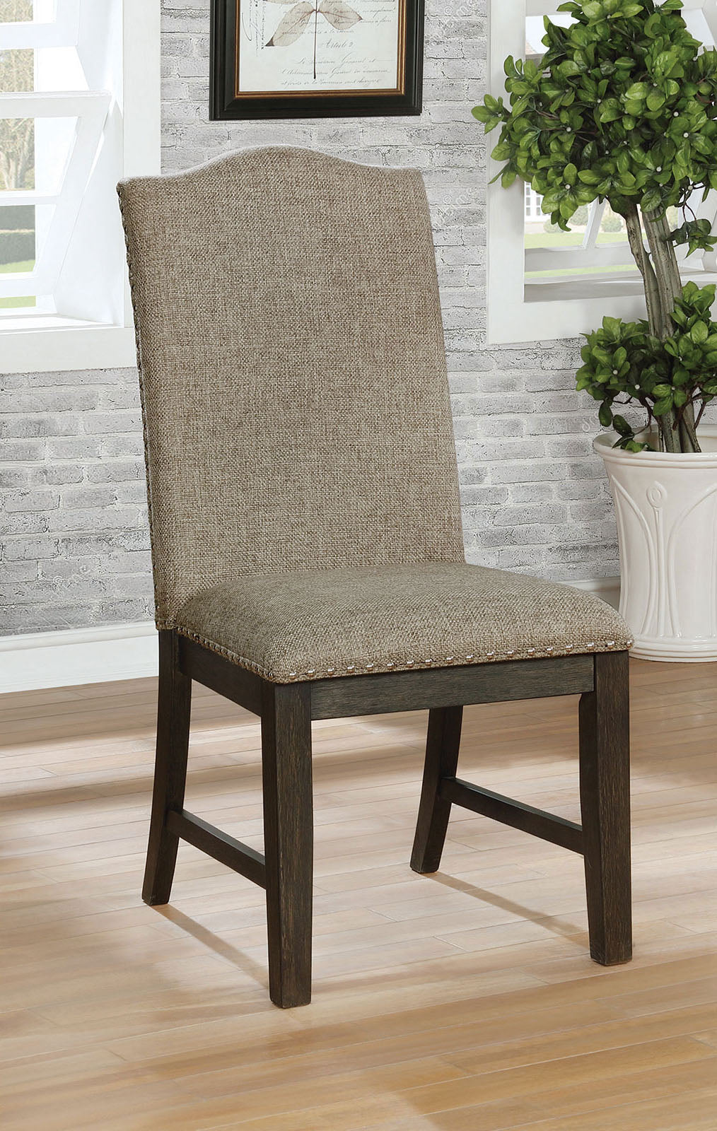 Faulk Espresso/Warm Gray Side Chair (2/Ctn) from Furniture of America - Luna Furniture