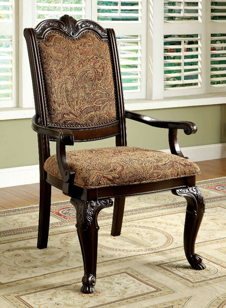 Bellagio Brown Cherry/Brown Arm Chair from Furniture of America - Luna Furniture