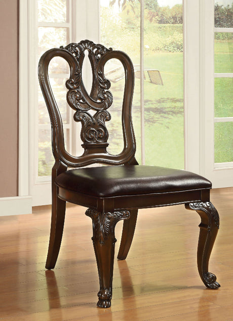 Bellagio Brown Cherry/Dark Brown Wooden Side Chair from Furniture of America - Luna Furniture