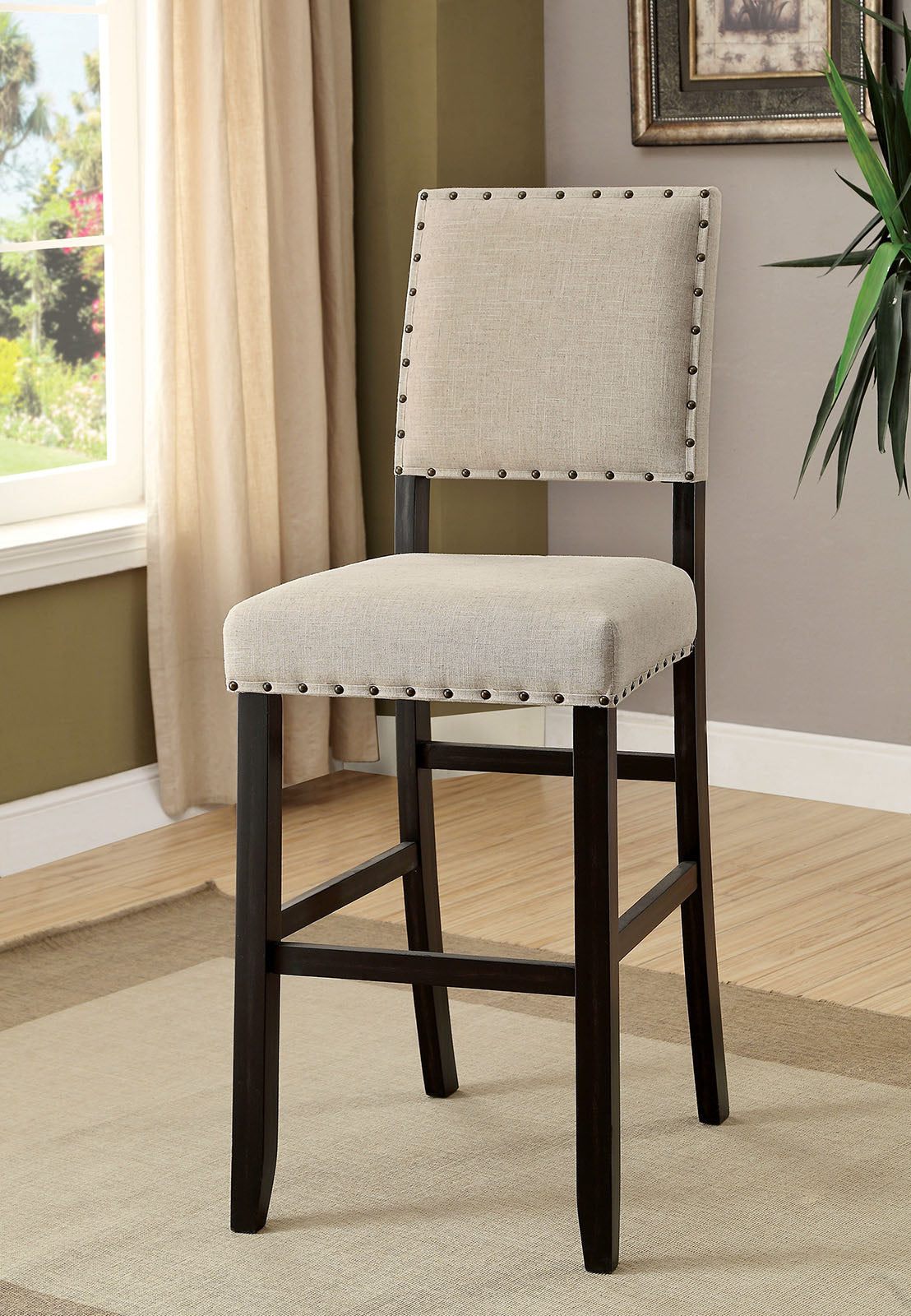 Sania Antique Black/Beige Bar Chair from Furniture of America - Luna Furniture