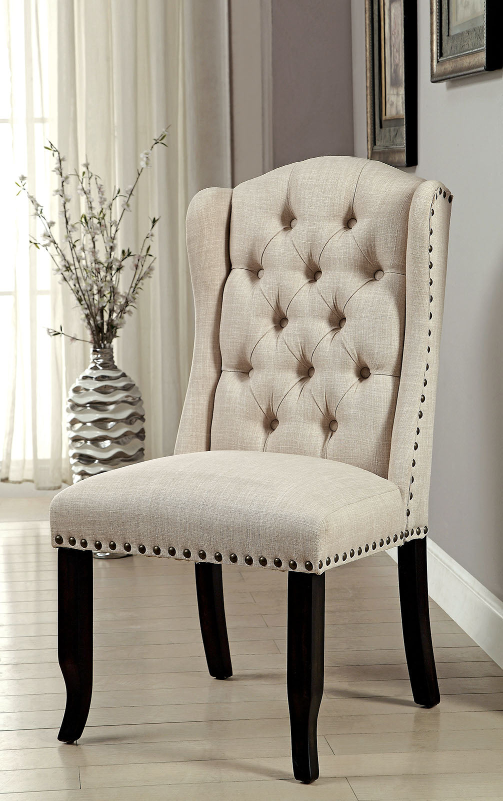 Sania Antique Black/Beige Side Chair from Furniture of America - Luna Furniture