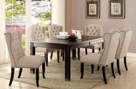 Sania Antique Black/Beige 84" Dining Table from Furniture of America - Luna Furniture