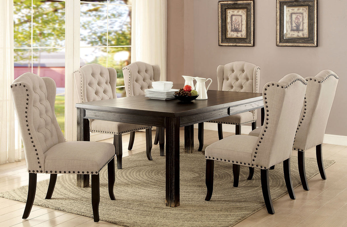 Sania Antique Black/Beige Dining Table from Furniture of America - Luna Furniture