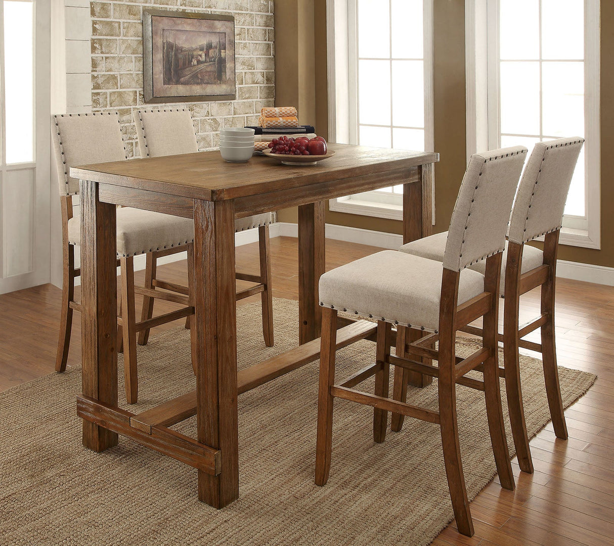 Sania Oak Bar Table from Furniture of America - Luna Furniture