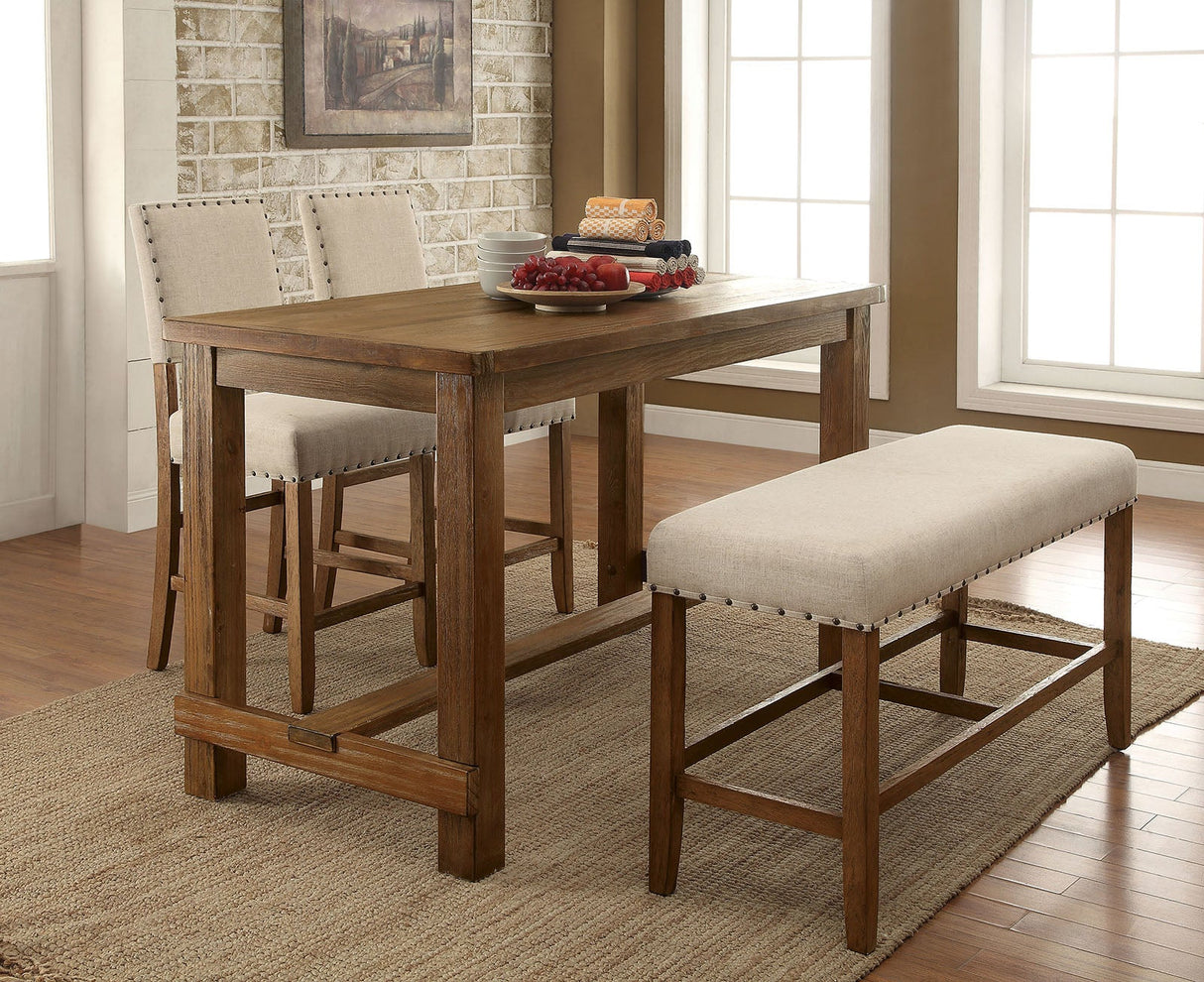 Sania Rustic Oak Counter Ht. Table from Furniture of America - Luna Furniture