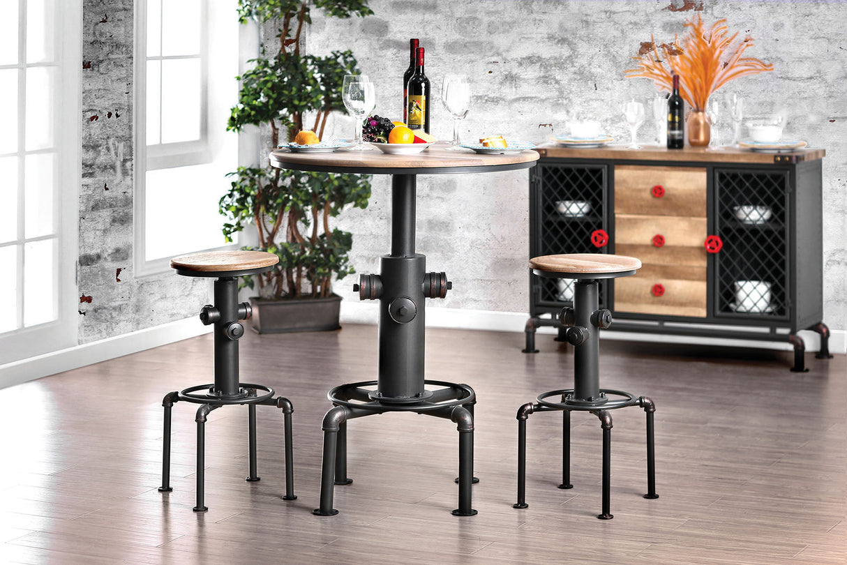 Foskey Antique Black/Natural Tone Bar Table from Furniture of America - Luna Furniture