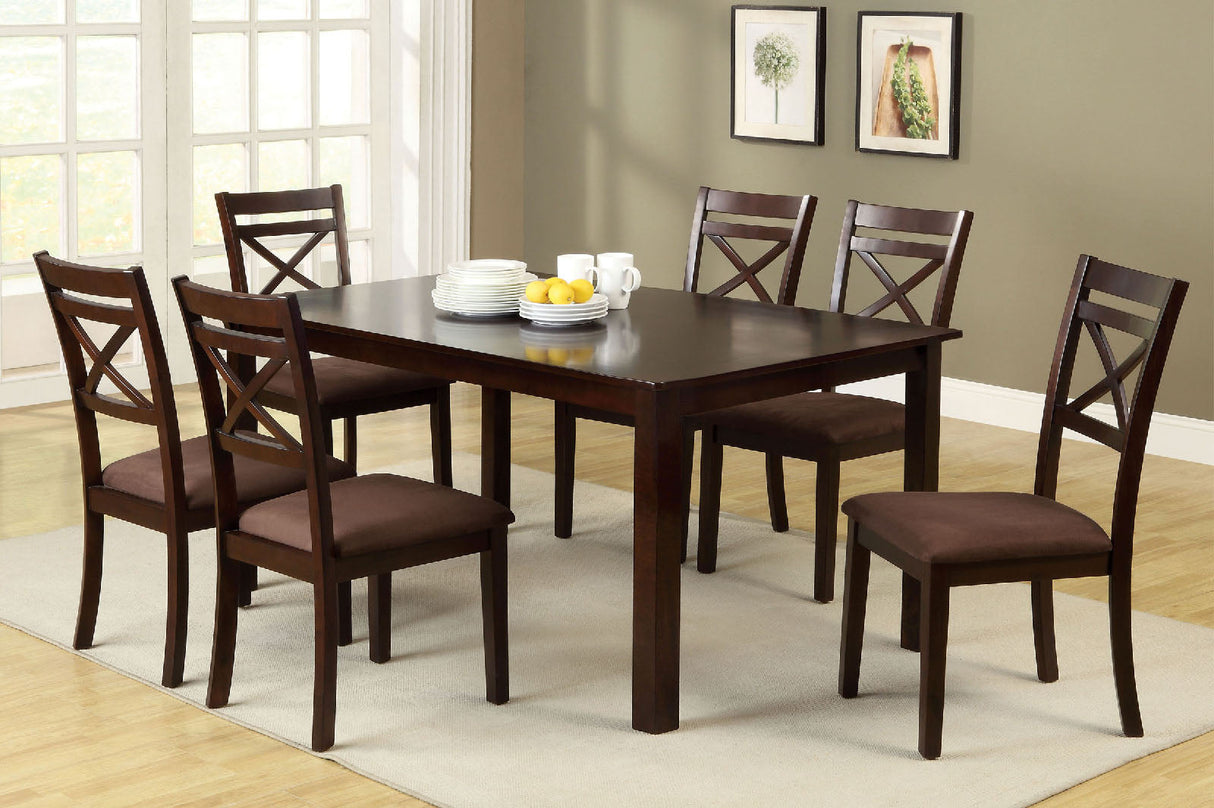 Weston Espresso 7 Pc. Dining Table Set from Furniture of America - Luna Furniture