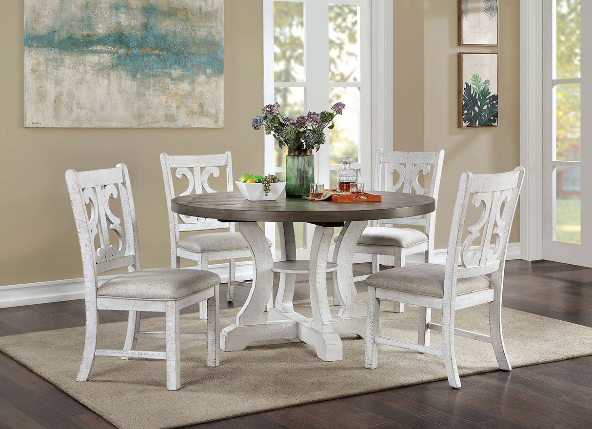 Auletta Distressed White/Gray Dining Table from Furniture of America - Luna Furniture