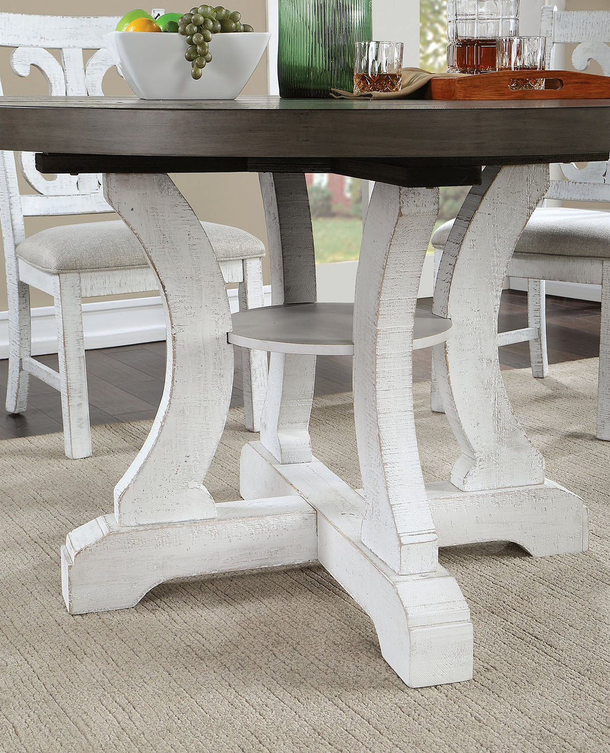 Auletta Distressed White/Gray Dining Table from Furniture of America - Luna Furniture