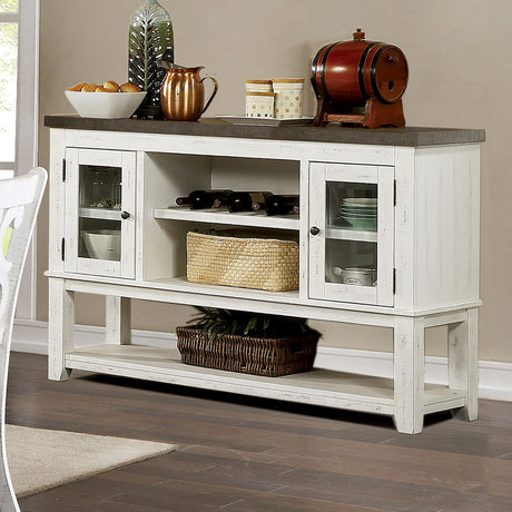 Auletta Distressed White/Gray Server from Furniture of America - Luna Furniture