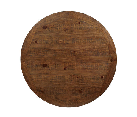 Auletta Distressed White/Distressed Dark Oak Round Table from Furniture of America - Luna Furniture