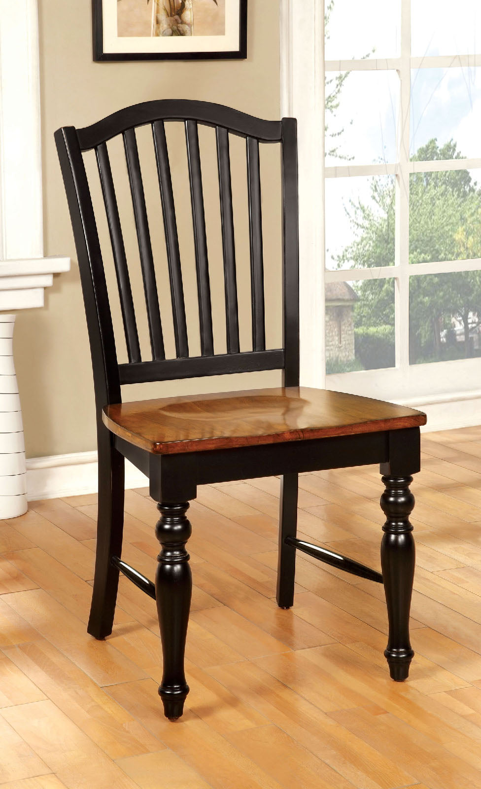 Mayville Black/Antique Oak Side Chair from Furniture of America - Luna Furniture