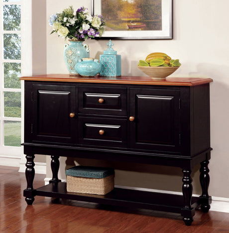 Mayville Black/Antique Oak Server from Furniture of America - Luna Furniture