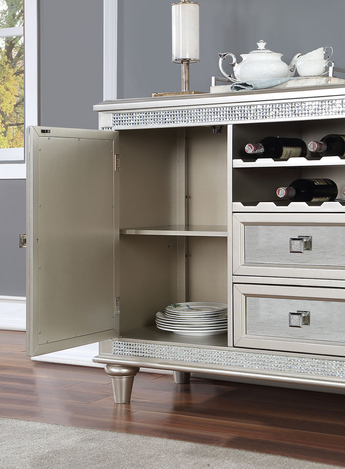 Cathalina Silver Server from Furniture of America - Luna Furniture