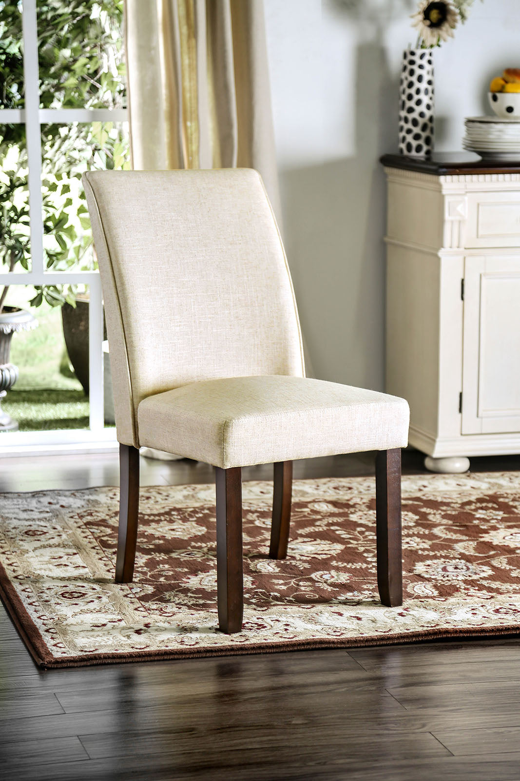 Cimma Espresso/Ivory Side Chair from Furniture of America - Luna Furniture