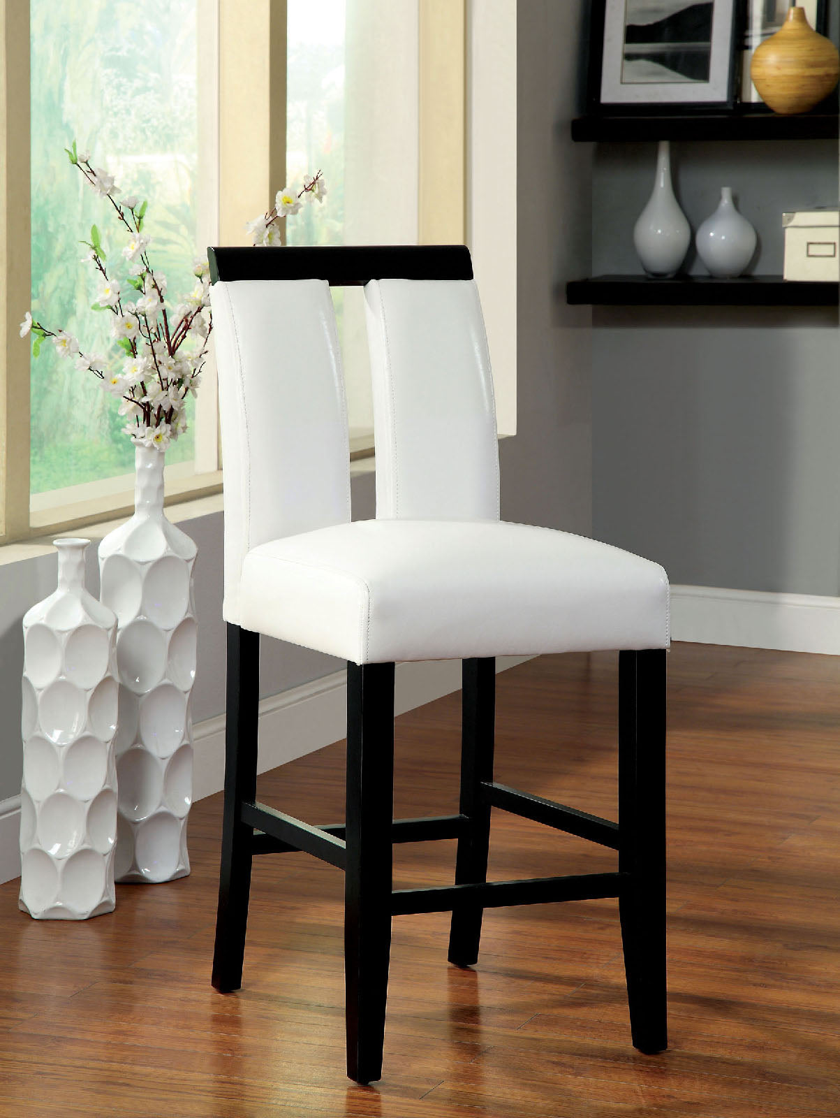 Luminar Black/White Counter Ht. Chair from Furniture of America - Luna Furniture