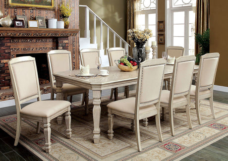 Holcroft Antique White/Ivory Dining Table from Furniture of America - Luna Furniture