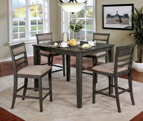 Fafnir Weathered Gray/Beige 5 Pc. Counter Ht. Table Set from Furniture of America - Luna Furniture