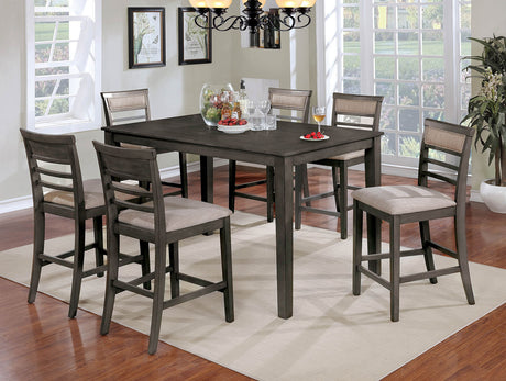 Fafnir Weathered Gray/Beige 7 Pc. Counter Ht. Table Set from Furniture of America - Luna Furniture