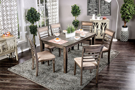 Taylah Weathered Gray/Beige 7 PC. Dining Table Set from Furniture of America - Luna Furniture