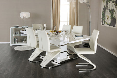 Midvale White/Chrome Dining Table from Furniture of America - Luna Furniture