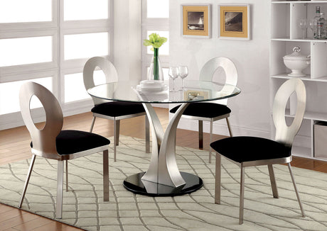 Valo Silver/Black Dining Table from Furniture of America - Luna Furniture